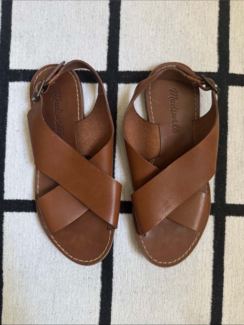 Madewell Brown Leather Cross-Strap Sandals size 5.5